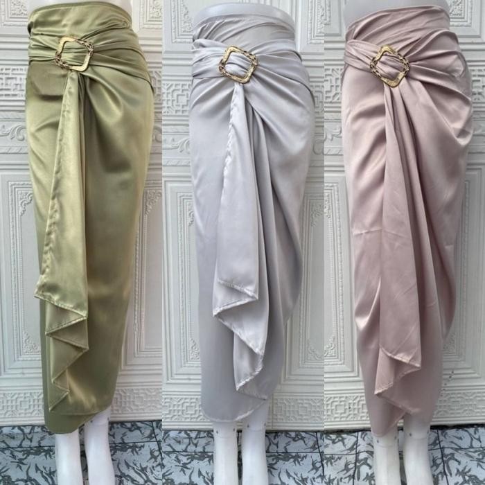 Trenatik- Rok Lilit Satin Velvet / Kain Lilit Satin Warna Nude Bawahan Kebaya