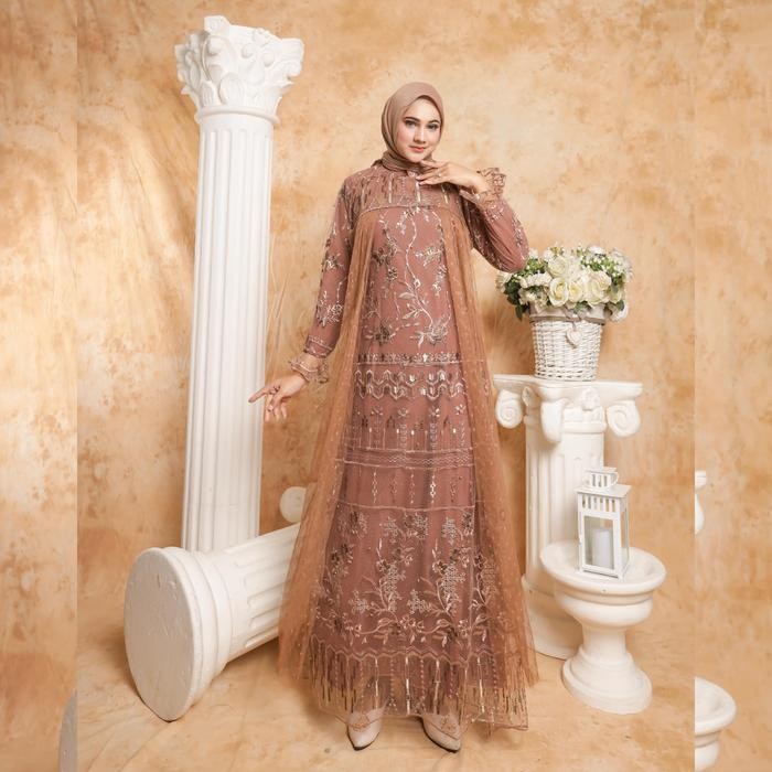 Trenatik- Meera - Isyana Dress Brokat Wisuda Wanita Remaja Semi Outer Bahan Tile Brokat Mix Tile