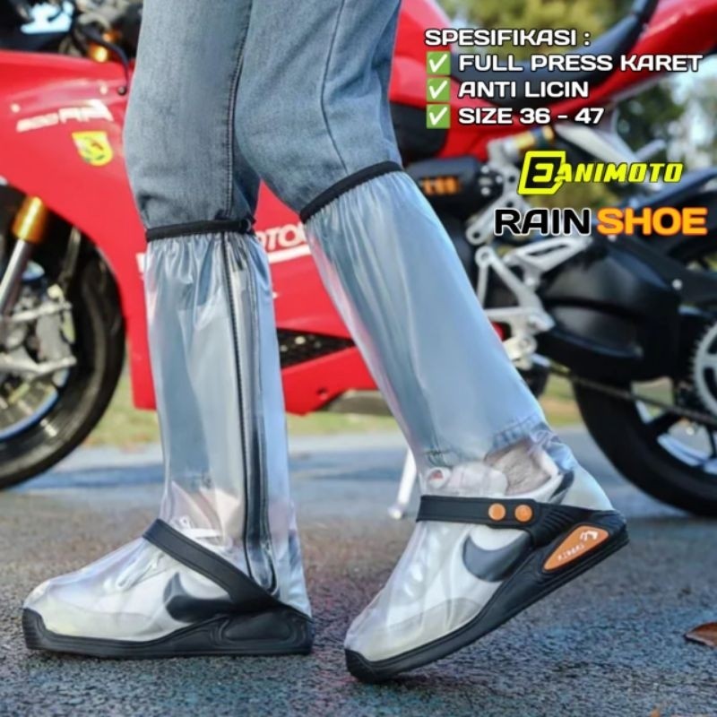 Jas Hujan Cover Sepatu BIGSIZE 36 - 47 Full Press Karet Waterproof Anti Air Motor Rain Shoe DANIMOTO