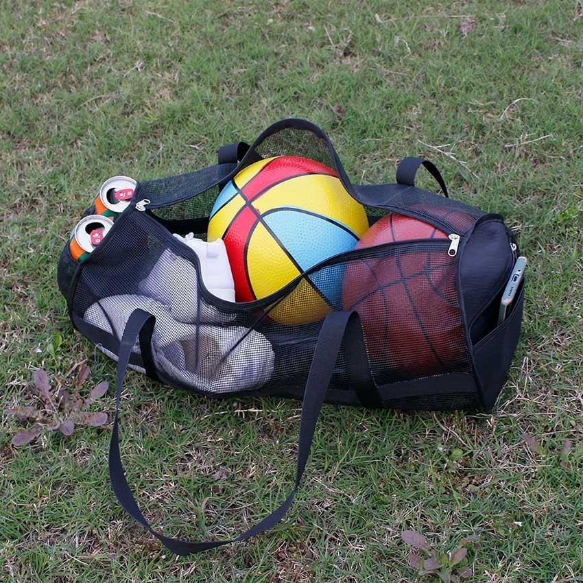 Tas Selempang Jaring Bola Sepak Basket Gym Besar / Tas Keranjang Untuk Membawa Bola Travel Bag / Tas