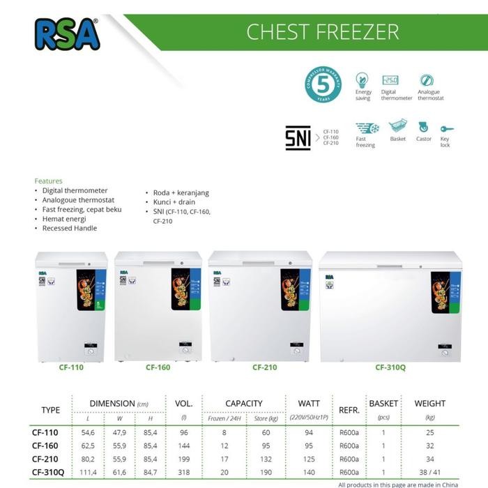 Chest Freezer RSA CF-310 / CF310 Freezer Box 310 liter