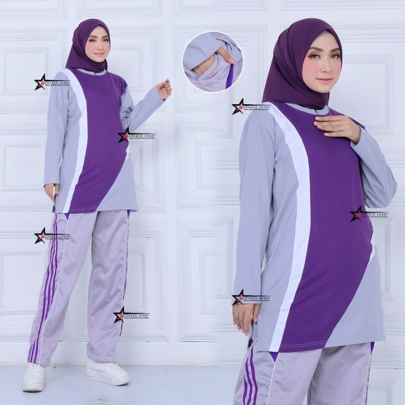 Baju Training Set Zipper Senam Ibuibu Pakean Yoga Gym Fitness Murah One Set Seragam Ibu2 Terbaru 202
