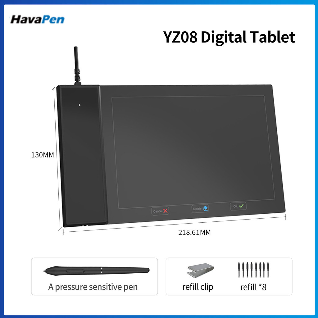 

Havapen Yz08 Digital Drawing Tablet 6X4-Inch 8192 Levels Of Pressure Sensitivity For Beginners