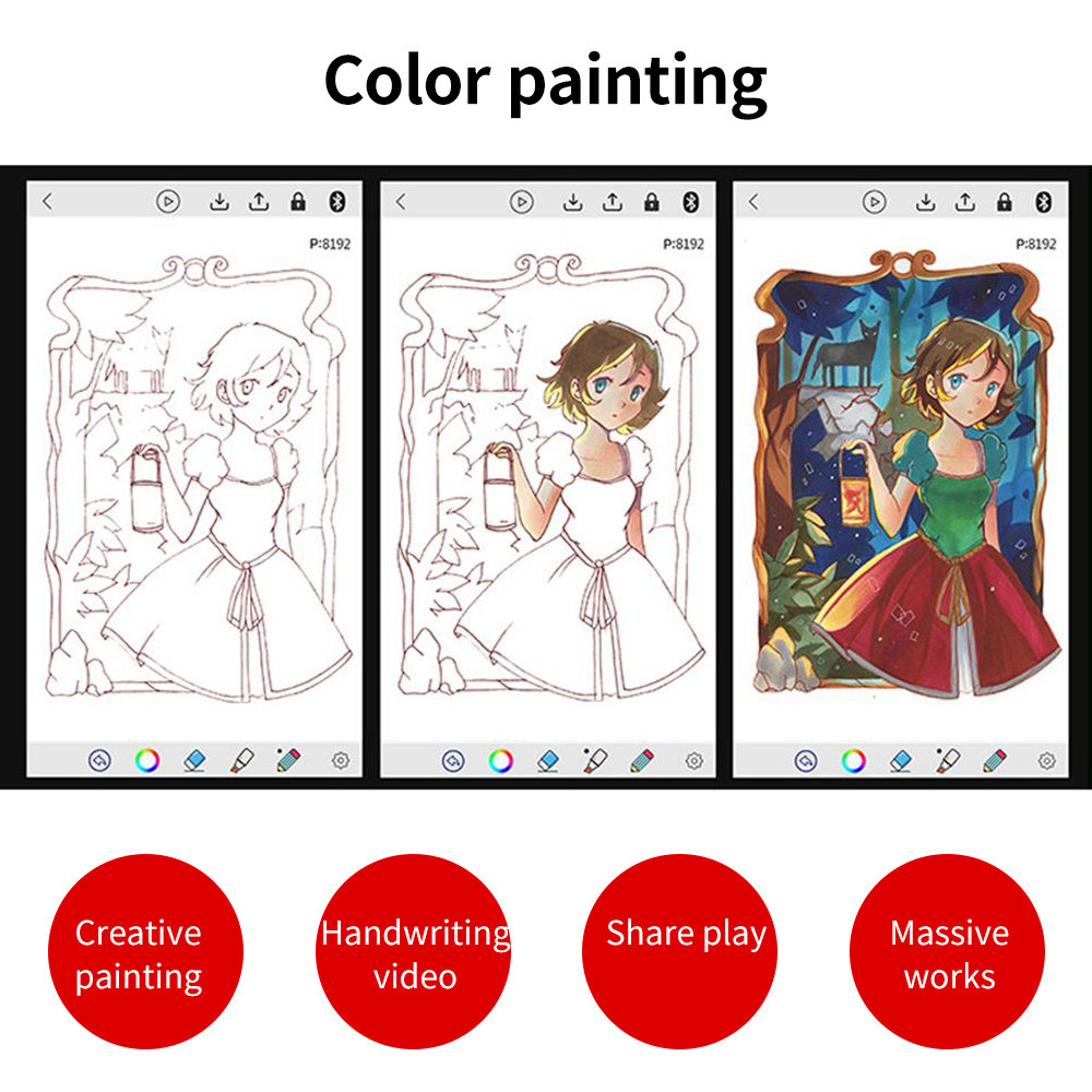 

10 Inch Digital Tablet Art Graphic Drawing 8192 Levels Pressure Sensitivity Writing Board For