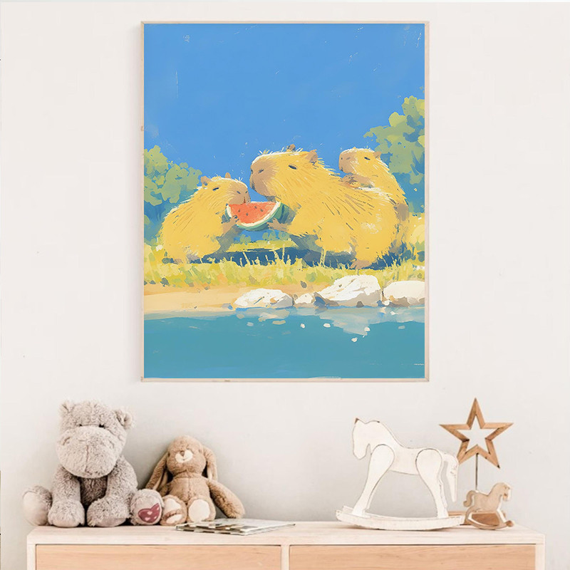 

Color Oil Painting Jungle Animal Giraffe Sloth Fox Polar Bear Poster Wall Art Nursery Canvas