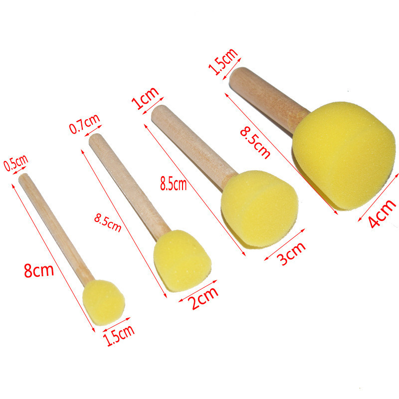 

4Pcs Sponge Brush Kindergarten Art Handicraft, Children'S Drawing Tool Round Sponge Seal Mushroom