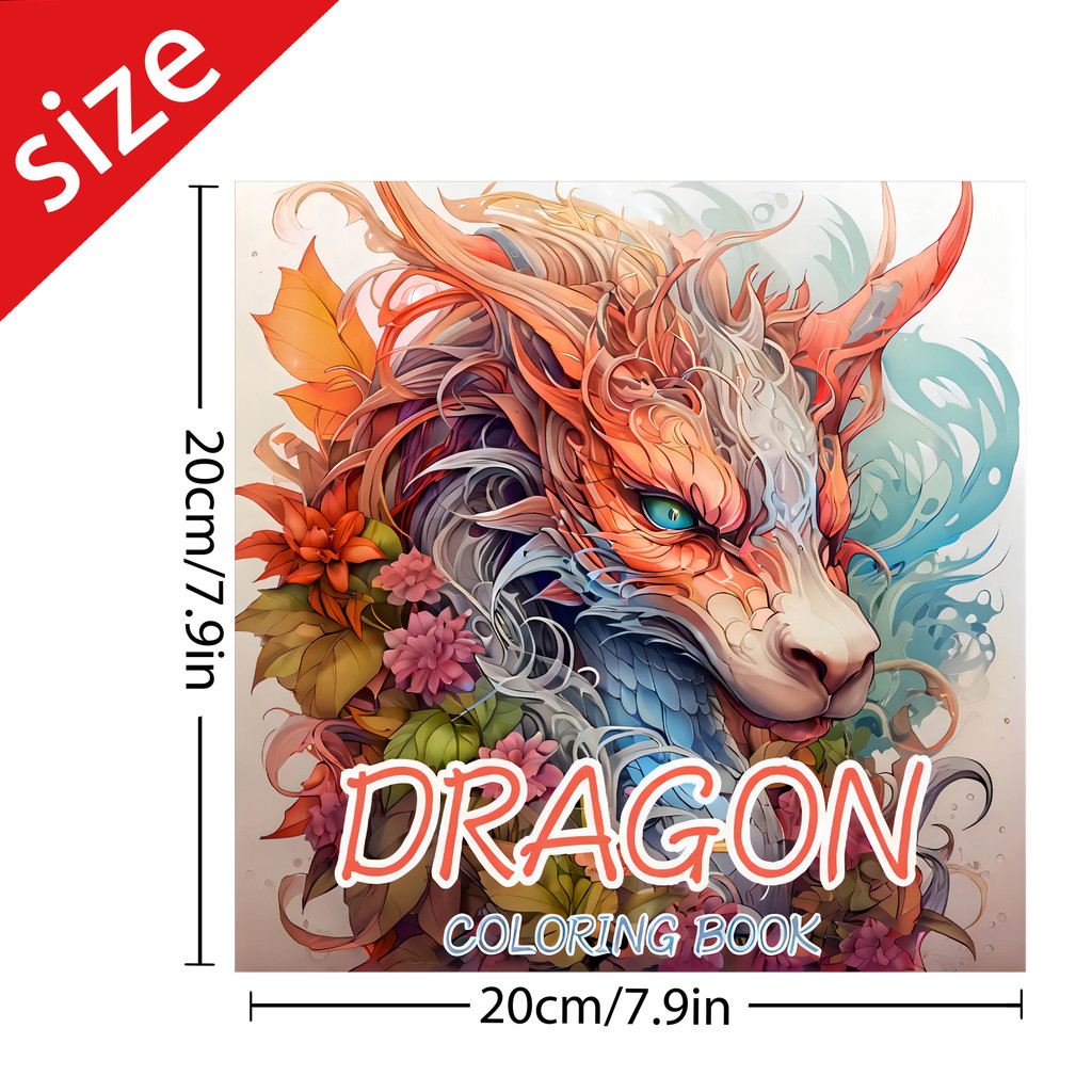 

1Pc Dragon Coloring Book 20 Pages Adult Picture Book With Animals Drawings Creative Inspirational