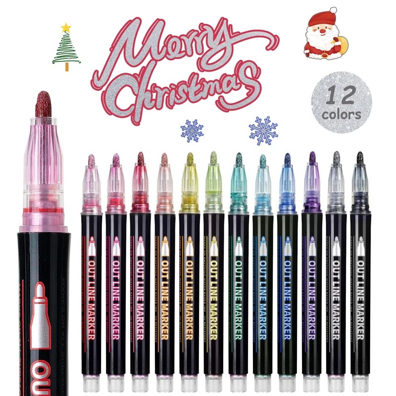 

12Colors/Set Marker Pens Highlighter Pen Back To School Supplies For Outline Graffiti Painting