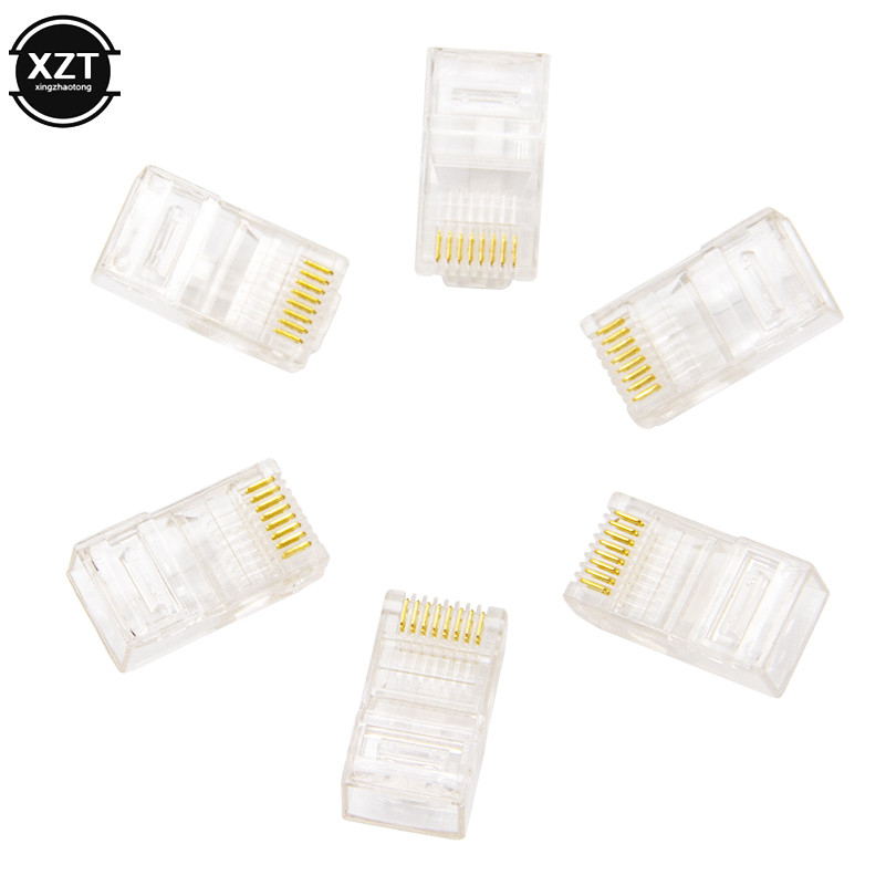 Wholesale 50 100 pcs Cat5 RJ45 RJ 45 Connector plug 8P8C Modular Ethernet Cable Head Plug Gold-plate