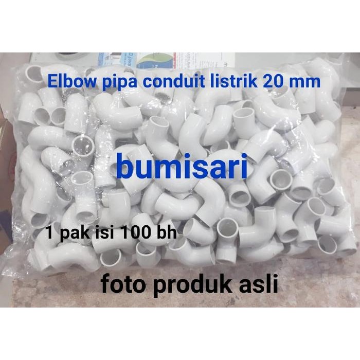 Elbow pipa conduit listrik 20 mm warna putih / Elbow conduit