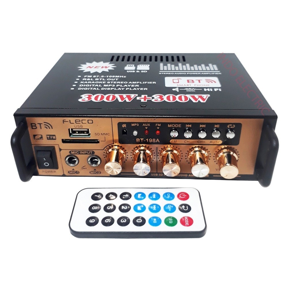 Fleco Power Ampli F-198B Amplifier Mini Bluetooth Karaoke