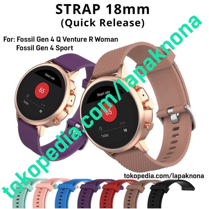 Femmora- 18Mm Silicone Sport Strap Fossil Sport Gen 4 Size 41Mm Woman Jam Tali