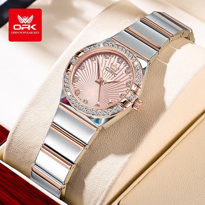 Femmora- Opk Jam Tangan Wanita Anti Air Original Unik Berlian Stainless Steel Fashion Bisnis