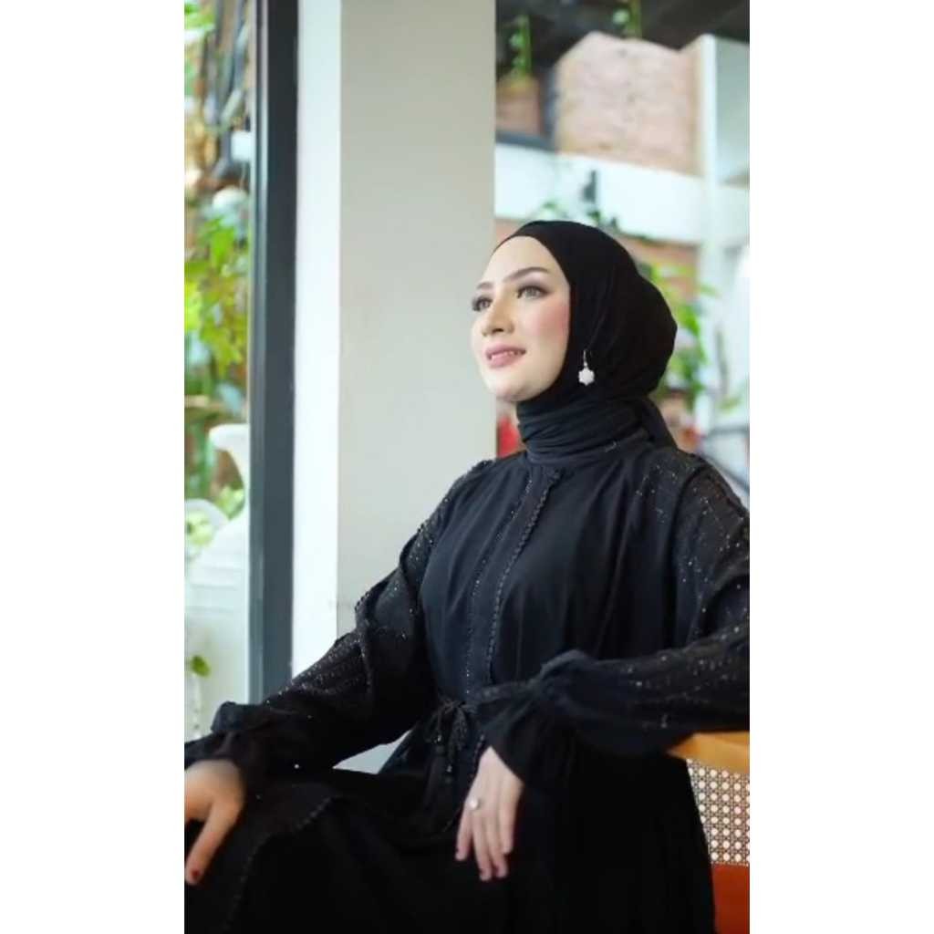 Terlaris Abaya Premium Set Kerudung Pasmina Resleting Full Bisa Jadi Outer Jetblack Wolpich Dubai