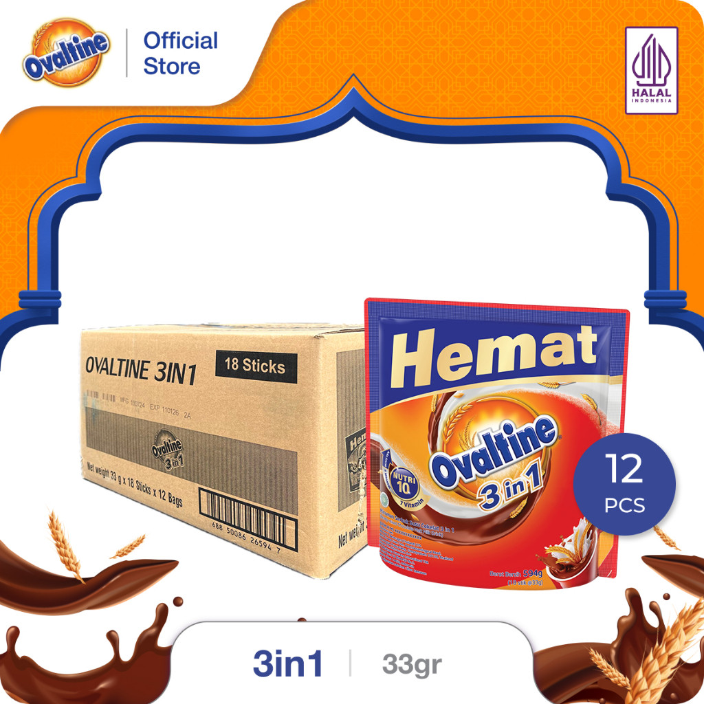 

[KARTON] OVALTINE 3IN1 SUSU BUBUK COKLAT STIK 33GX18S - 12PCS TERLARIS