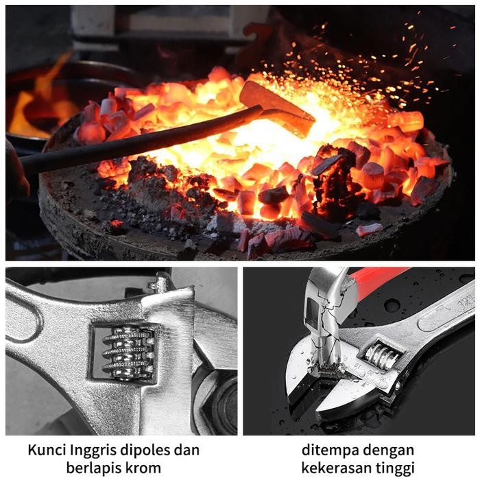 Auradeko IskuKunci Inggris 8"-12'' / Tools- Alat Perkakas Adjustable Wrench Logam