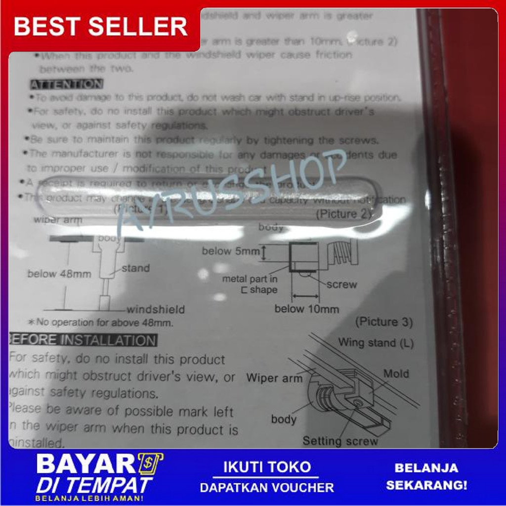 FREE ONGKIR WING STAND PENCEGAH KERUSAKAN KARET WIPER MOBIL HYPERSONIC BISA COD