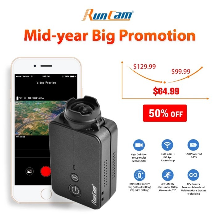 RunCam 2 RunCam2 4K 1080P HD Wing Drone Action Sport Camera WiFi APP