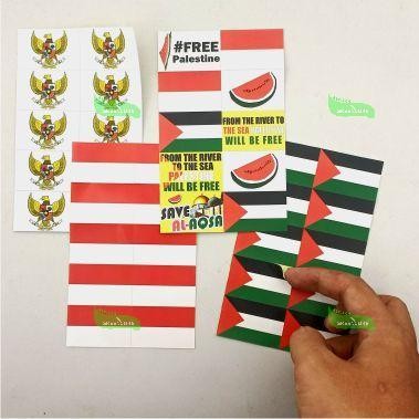 

Stiker palestina indonesia merah putih bendera pipi sticker setiker kecil wajah mobil motor anak