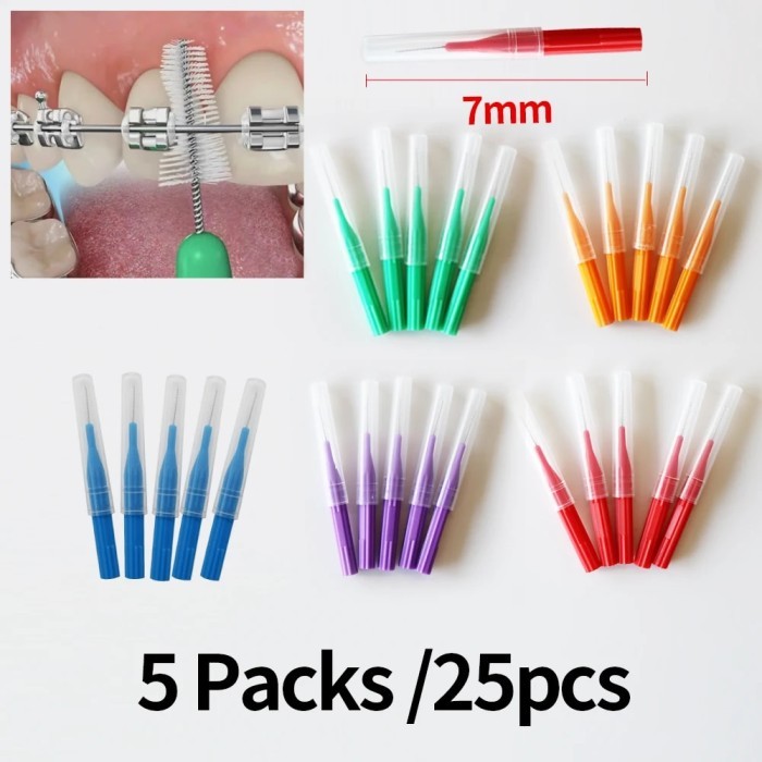 5Pcs Orthodontics Dental Interdental Brush Tooth Flossing Head Oral