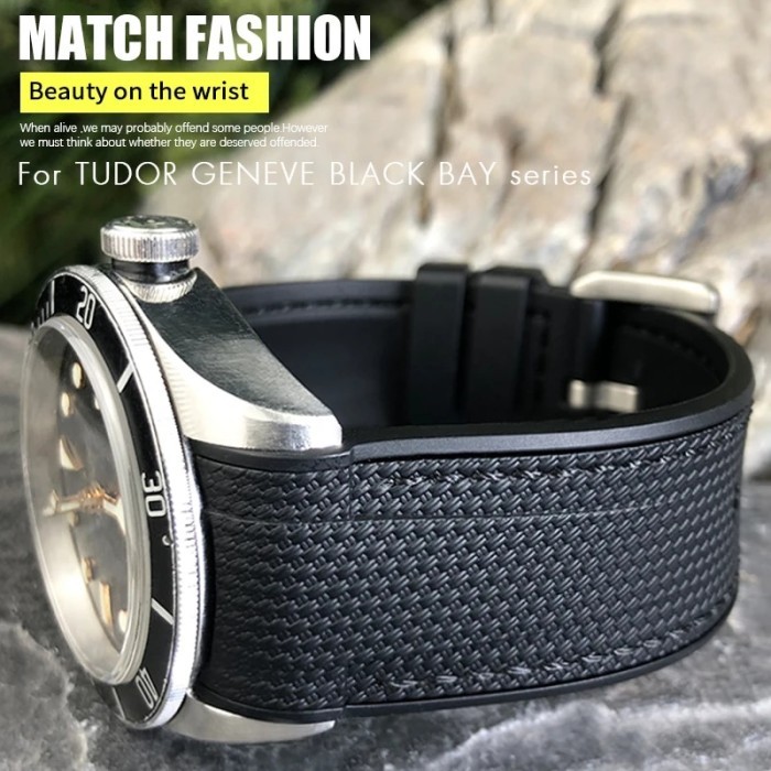 New Natural Rubber Watchband 22mm 23mm for Tudor Strap Black Bay