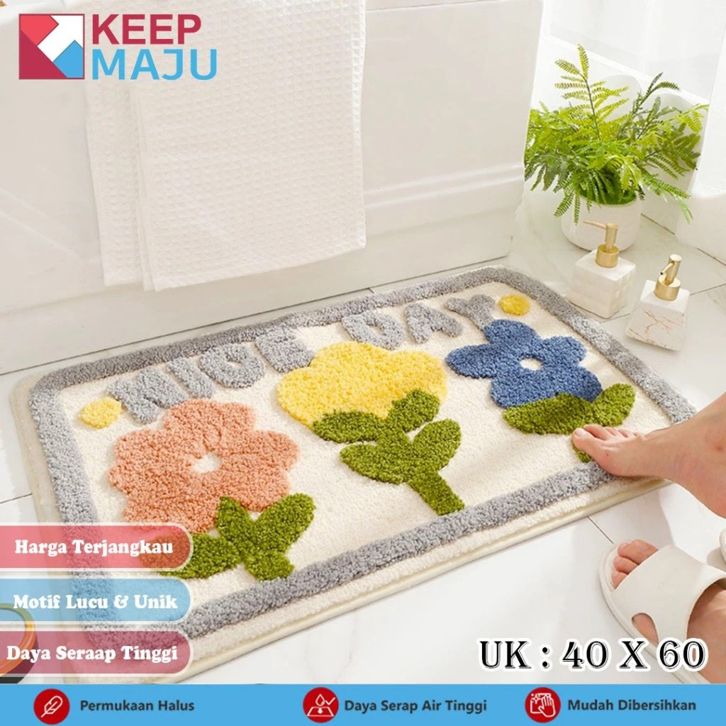 baru bunga segar kecil yang menebal penyerap air yang tidak licin karpet pintu masuk rumah yang