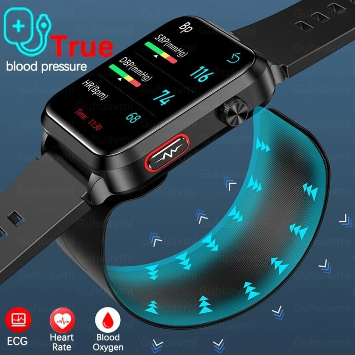 Men Smartwatch Air Pump Airbag True Blood Pressure Oxygen Temperature