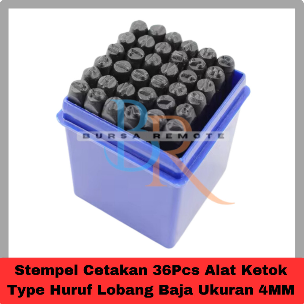 

Stempel Cetakan 36Pcs Alat Ketok Type Huruf Lobang Baja Ukuran 4MM