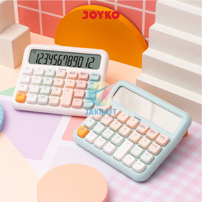 

(1 Pcs) Kalkulator Pastel JOYKO CC-63ACO Calculator 12 Digits Big Dispay Check Correct 112 Steps AAA Battery Mechanical Marshmallow Button