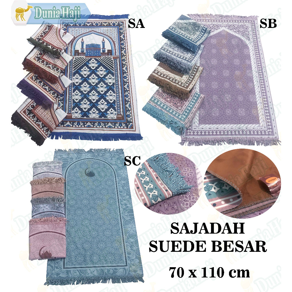 

SAJADAH DEWASA TURKI TURKEY TURKIYE SUEDE / SAJADAH HALUS LEMBUT BESAR MURAH /PCS