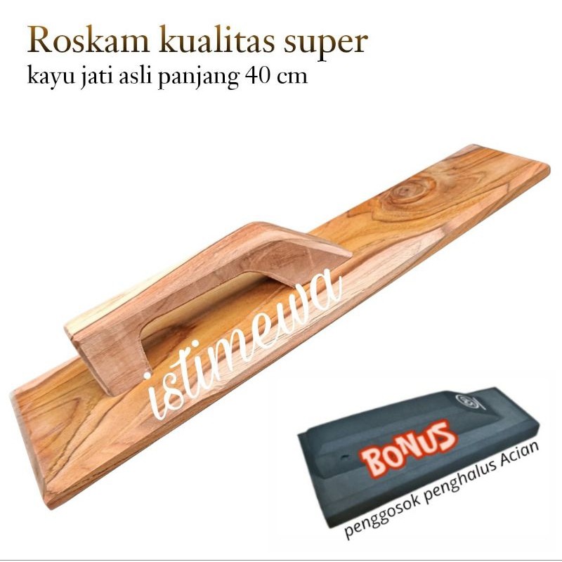 Roskam plester 40 cm kayu jati,istimewa