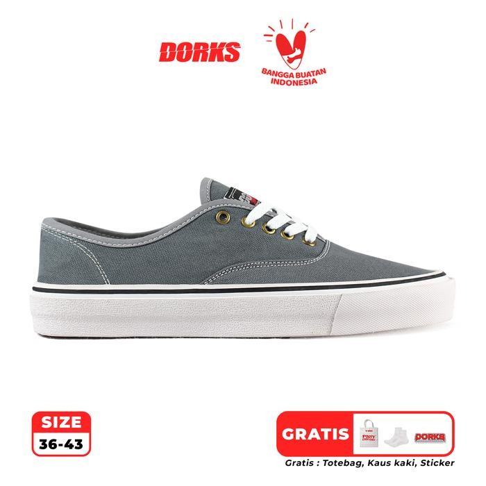 SEPATU DORKS - OTENTIK GREY SEPATU SNEKERS CASUAL SHOES SEKOLAH PRIA WANITA