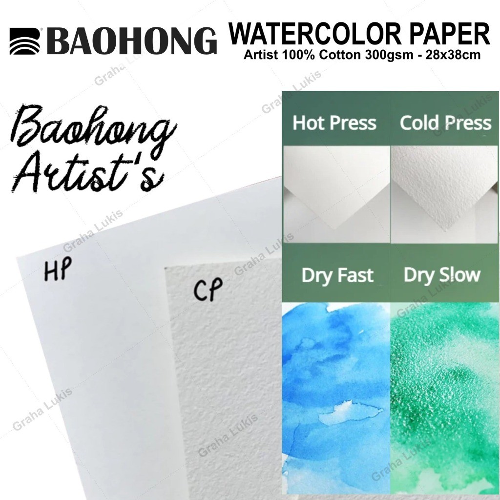 

[READY] Baohong Artists' Watercolor Paper 28x38cm 300gsm 100% cotton