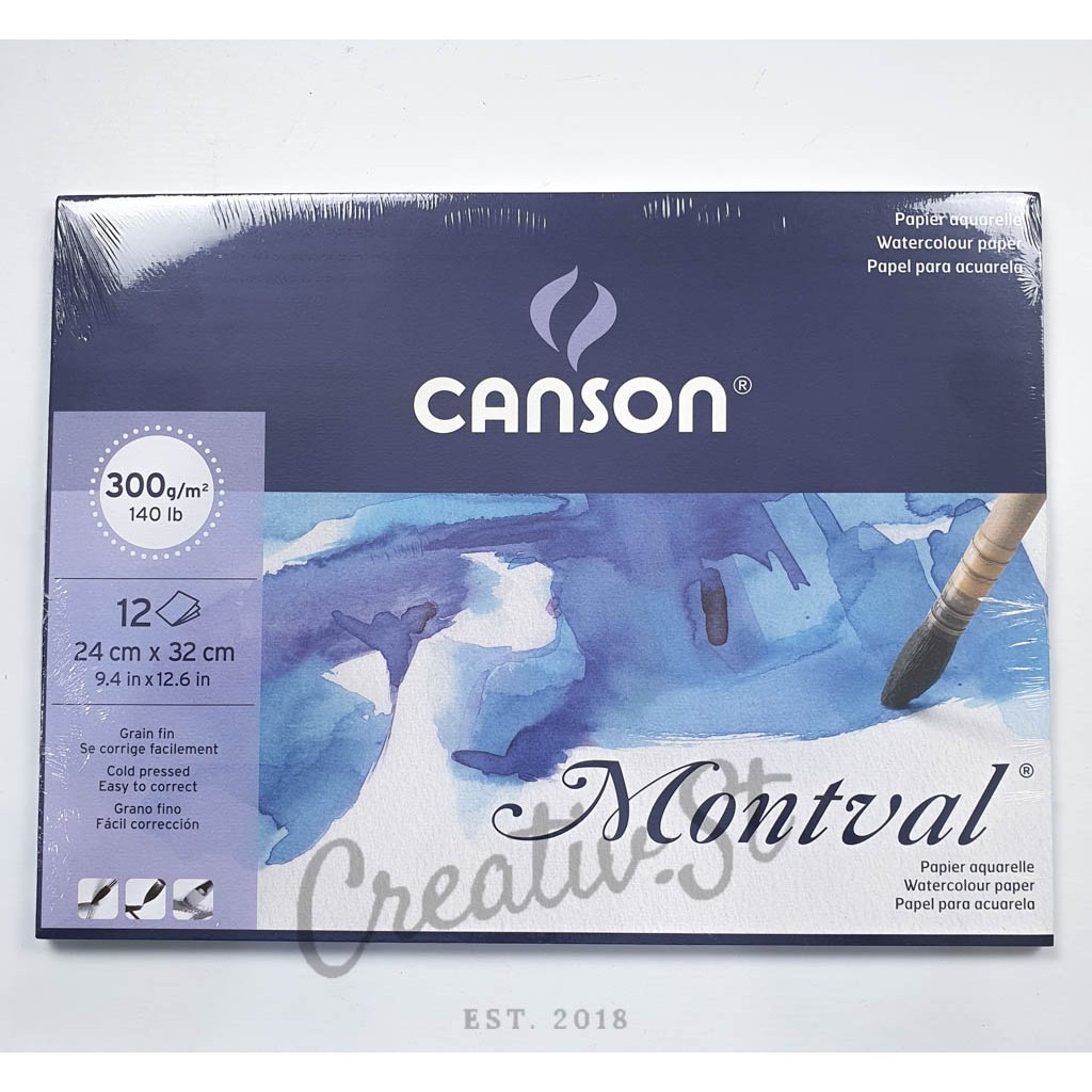 

[READY] CANSON Montval 24 Cm X 32 Cm Watercolor Paper 12 Sheet 300 Gsm Kertas Cat Air Water Color