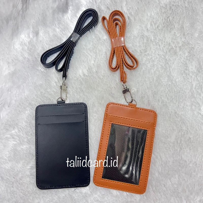 

JH8 TEMPAT ID CARD KULIT 2 KARTU SET NAMETAG KULIT SET PREMIUM