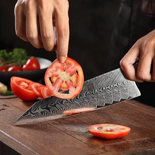 (Expert) XINZUO B32 Damascus Steel With Black G10 Handle - Pisau Dapur