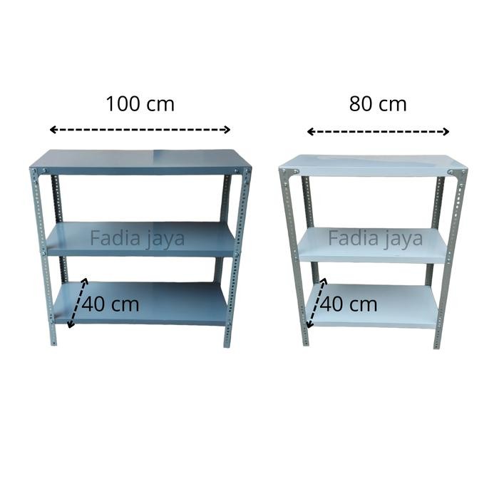 Rak Meja Besi Siku Lubang 3 Susun Tingkat Portable Serbaguna