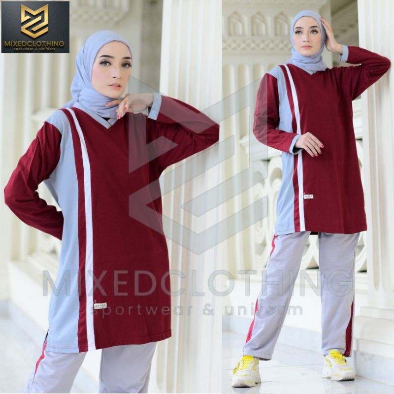 Baju Celana Treining Saku Bahan Tebal Wanset Korean Style Set Senam Jogging Murah Berkwalitas Baju C