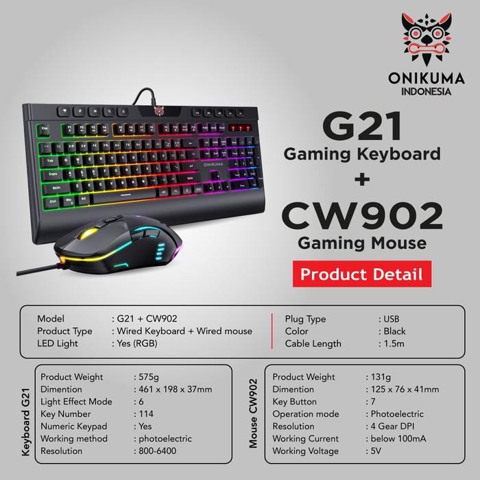 [Expert] ONIKUMA G21 + CW902 Gaming Keyboard & Mouse Set