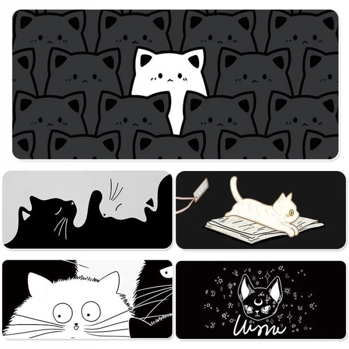 Black Cat Mouse Pad Oversized Cat Cute Desk Pad Computer Keyboard Pad