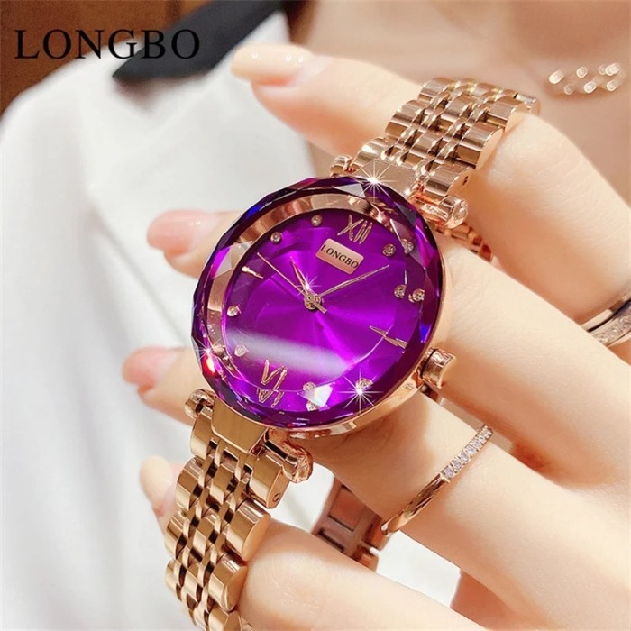 LONGBO Fashion Rose Gold Women Watch Top Brand Luxury Stainless Steel