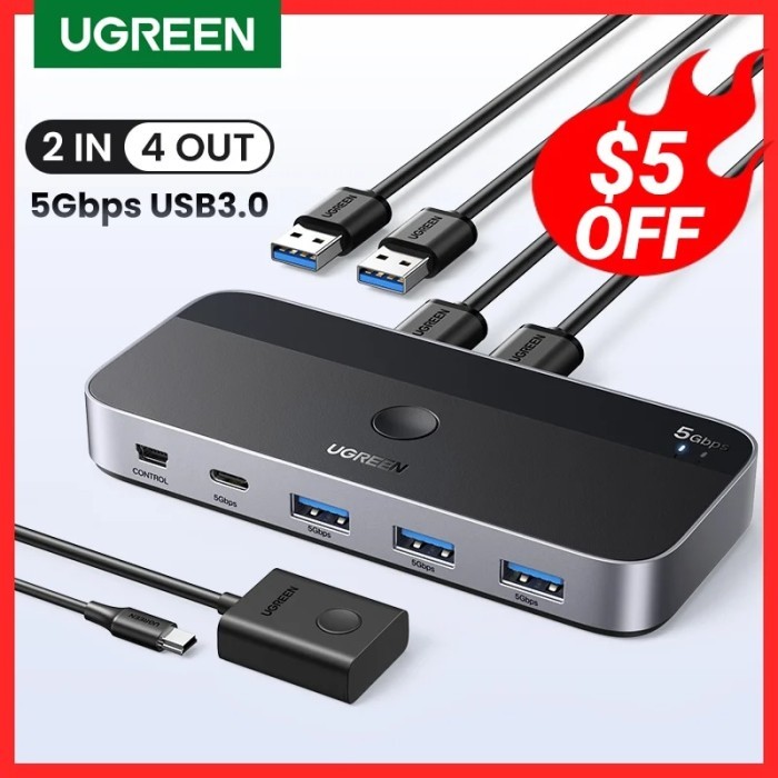UGREEN USB KVM Switch USB 3.0 Switcher KVM Switch for PC Keyboard