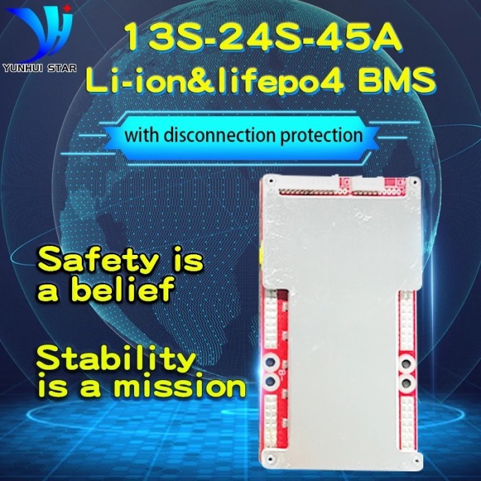 Bms 13s 14s 16s 17s 20s 24s 48v 60v 72v 45a Li-ion and Lifepo4