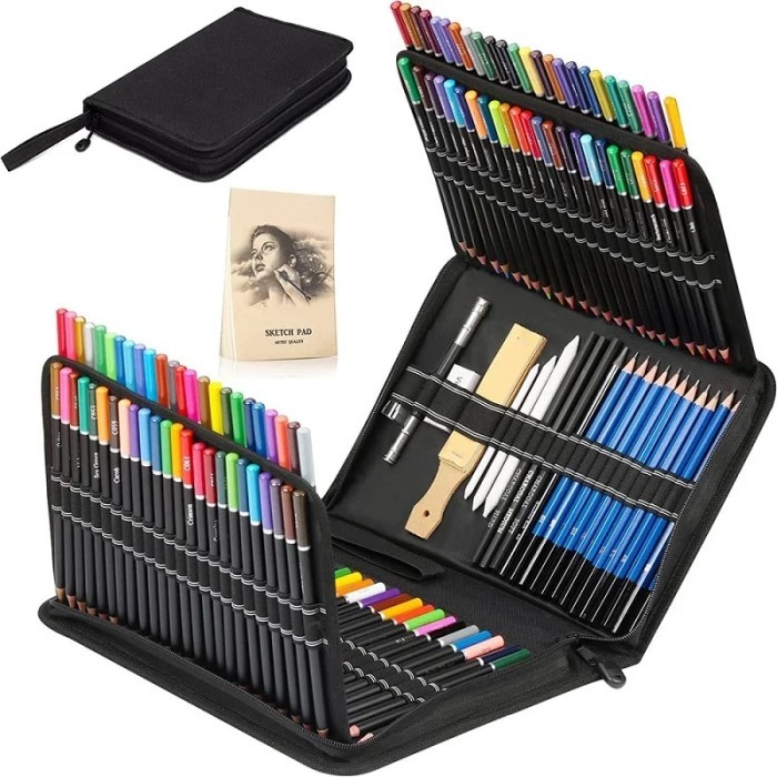 145Pcs Drawing Colored Pencils Set Professional Sketching Graphite