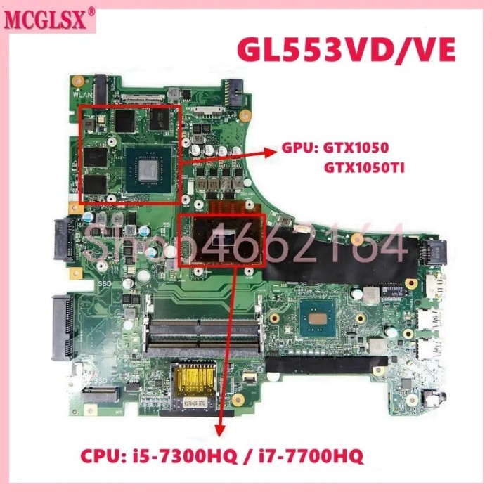 GL553VD i5/i7 CPU GTX1050 GTX1050Ti GPU Mainboard For GL553VD GL553VE