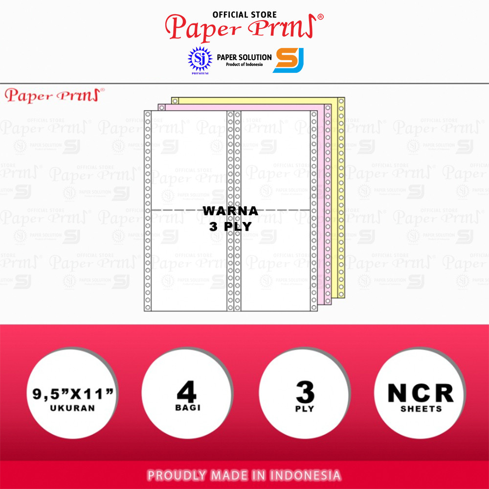 

Paperyns Kertas Continuous Form 3PLY NCR DPH 9,5"/2 x 11"/2 (Bagi 4)