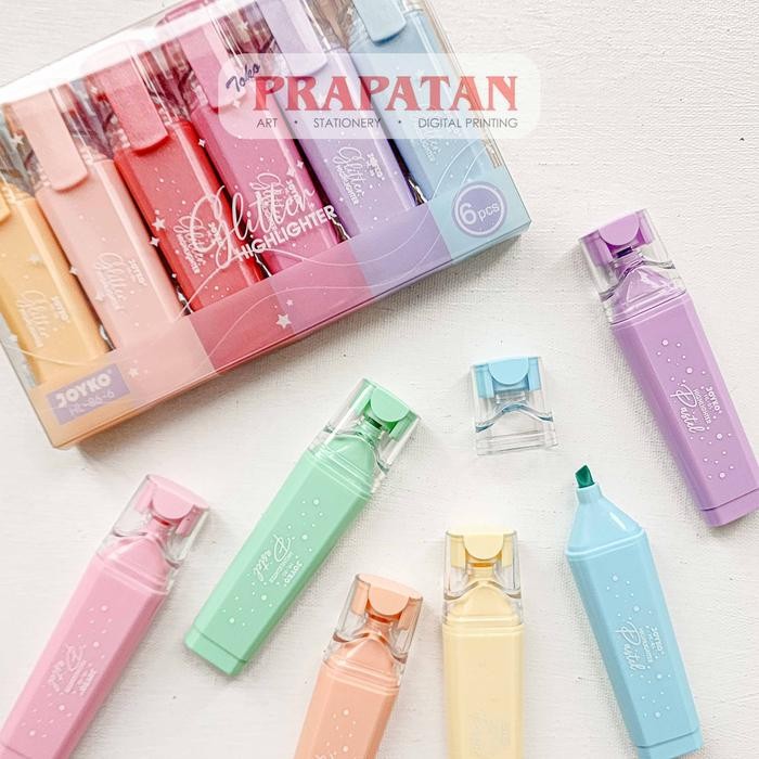 

Ready JT Joyko HL-85~86 Highlighter Glitter Pastel Set 6 Penanda Warna
