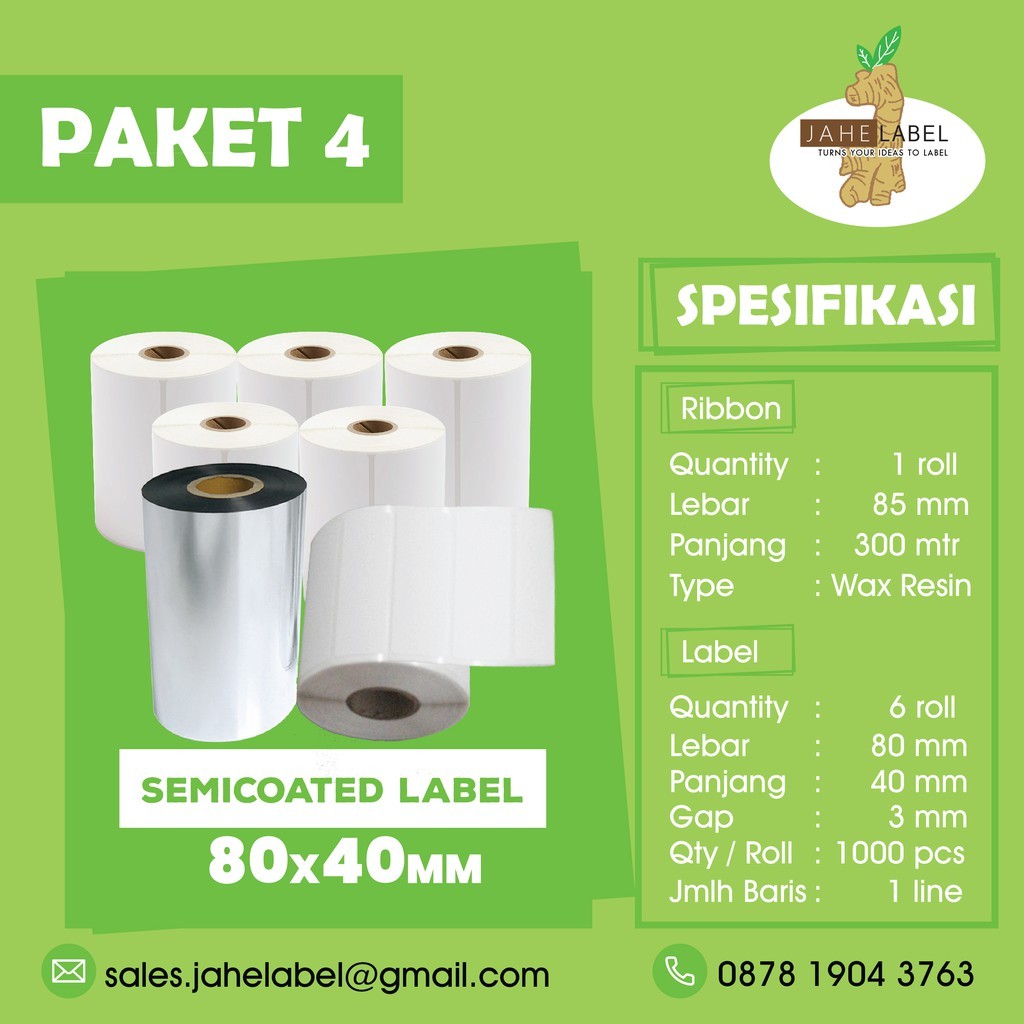 

PAKET STIKER LABEL BARE 80x40 mm SEMICOATED 6 LABEL + 1