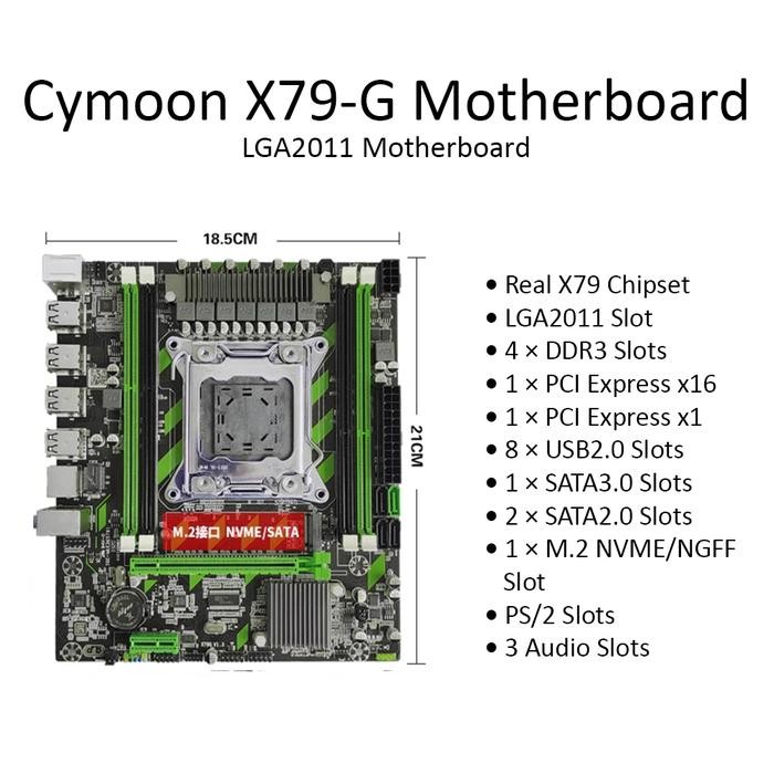 CYMOON X79 MOTHERBOARD LGA 2011 DDR3 MAINBOARD MOBO SATA3 SERVER TERMURAH
