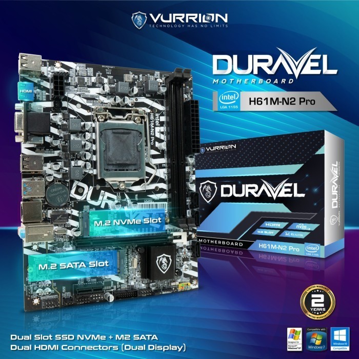 VURRION H61M-N2 PRO DDR3 M.2 NVME SOCKET LGA 1155 MOTHERBOARD INTEL KUALITAS TERBAIK